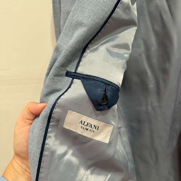 Alfani Slim Fit Light Blue Herringbone Cotton Blazer Sports Jacket Size 40R - Picture 5 of 8